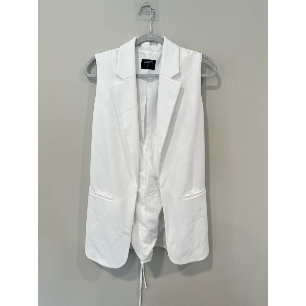 Tahari Women's Bright White Sleeve Open Front Blazer Size Small 2130